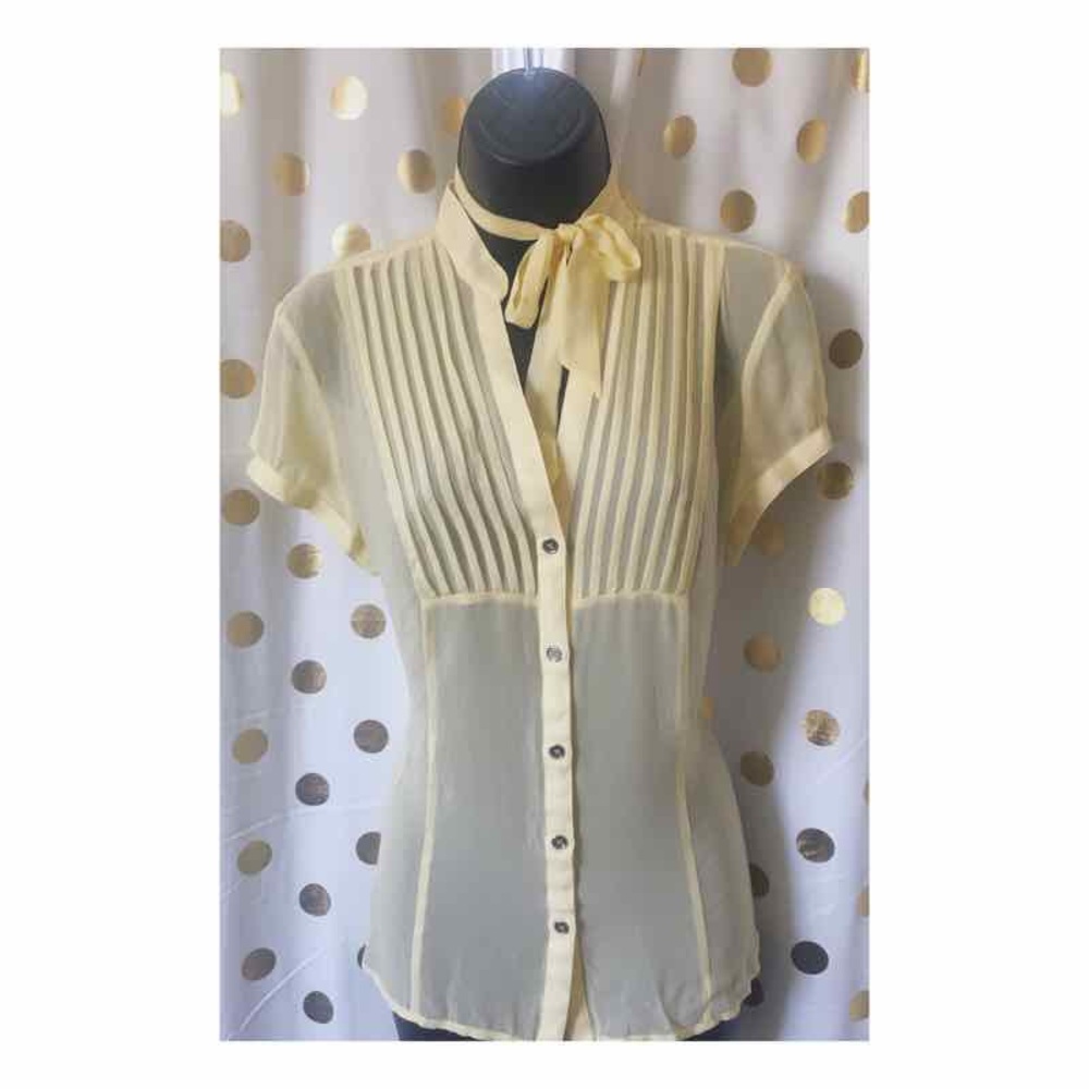 Express sheer yellow tie up top NEW